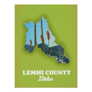 Poster Carte du comté de Lemhi, Idaho