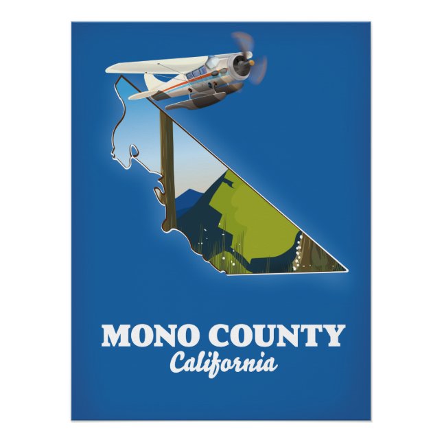 Poster Carte du comté de Mono Californie (Devant)