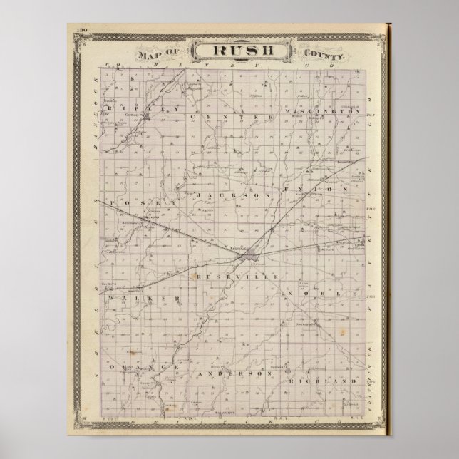 Poster Carte du comté de Rush (Devant)