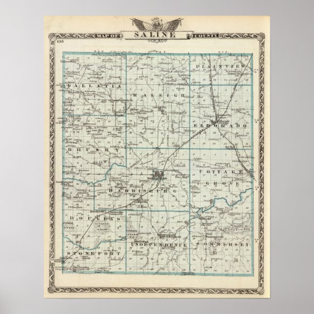 Poster Carte du comté de Saline (Devant)
