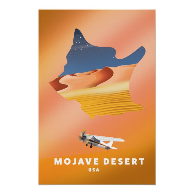 Poster Carte du désert de Mojave États-Unis (Devant)