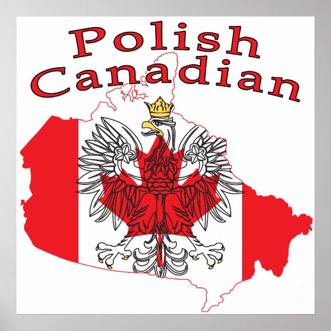 Poster Carte du drapeau canadien polonais (Devant)