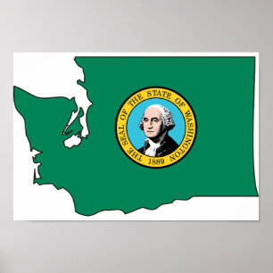 Poster Carte du drapeau de Washington