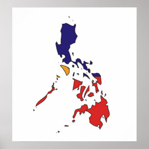 Poster Carte du drapeau des Philippines pleine taille