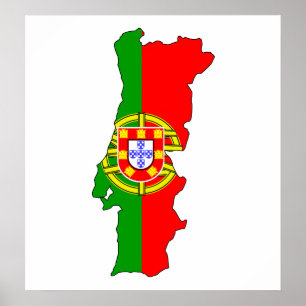 Poster Carte du drapeau du Portugal pleine taille