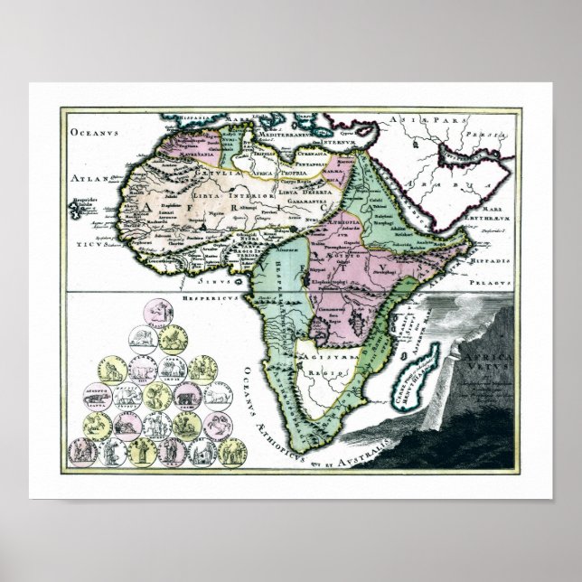 Poster Carte du foetus africain 1720 (Devant)