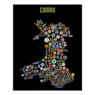 Poster Carte Du Football (Cymru)