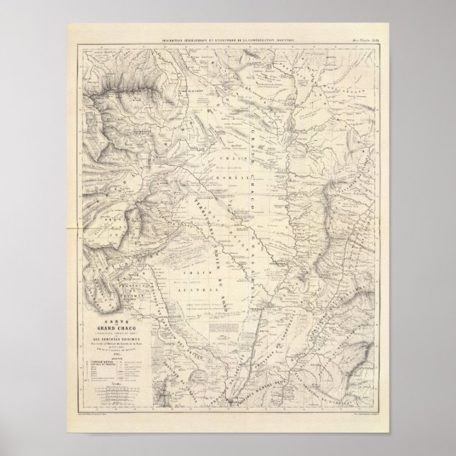 Poster Carte du Grand Chaco et des régions voisines (Devant)