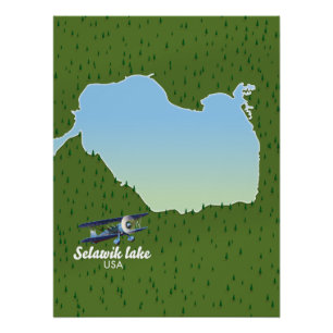 Poster Carte du lac Selawik Alaska