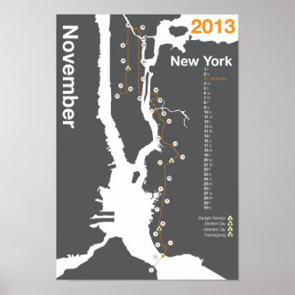 Poster Carte du marathon de New York