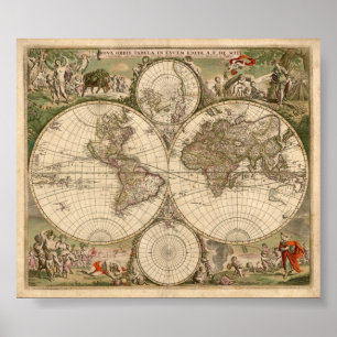 Poster Carte du monde 1689