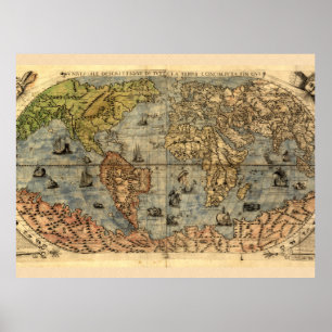 Poster Carte du monde Atlas historique vintage