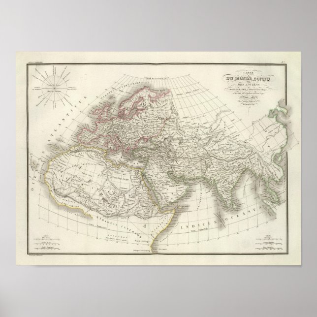 Poster Carte du Monde connu des anciens (Devant)