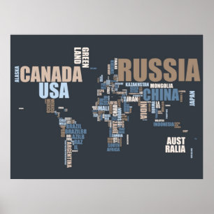 Poster Carte du monde dans les mots