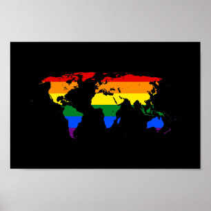 Poster Carte du monde de fierté d'arc-en-ciel de LGBT