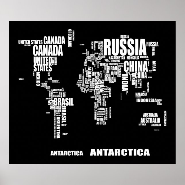 Poster Carte du monde de typographie (Devant)