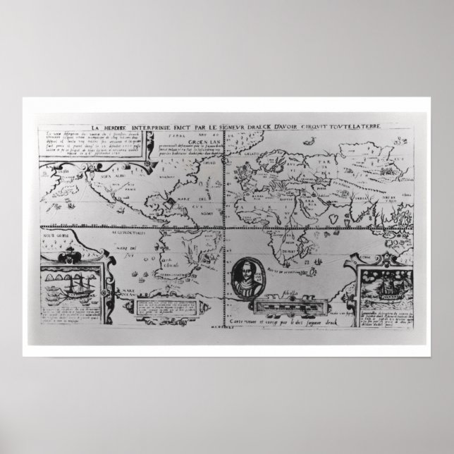 Poster Carte du monde détaillant les expéditions (Devant)