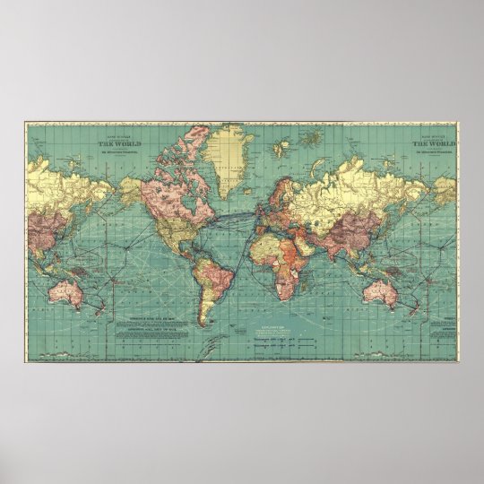 Poster Carte du monde en 19191921 Zazzle.fr