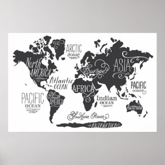 Poster Carte du monde fantastique
