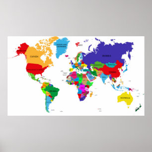 Poster Carte du monde politique coloré