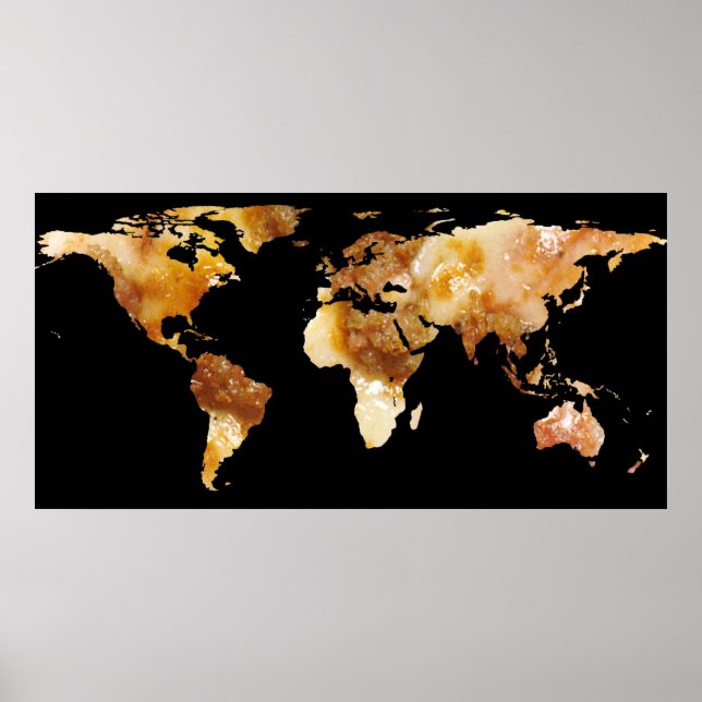 Poster Carte du monde Silhouette - Pizza de saucisses (Devant)