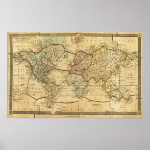 Poster Carte du monde sur Mercators Projection