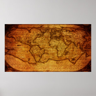 Poster Carte du monde Vintage