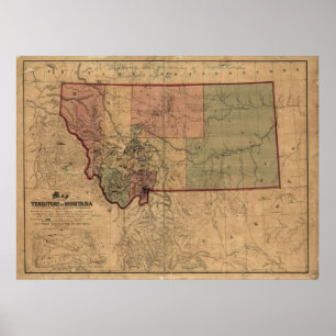 Poster Carte du Montana 1865