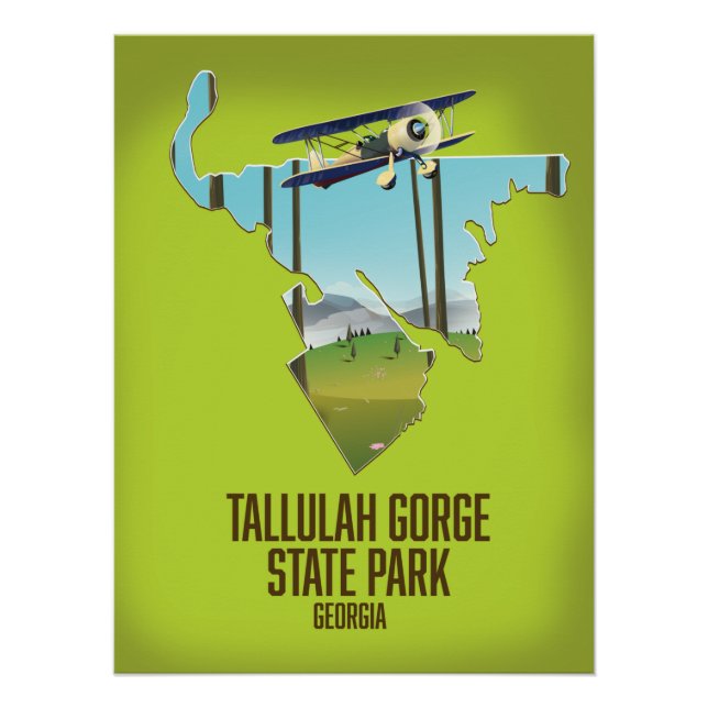 Poster carte du parc d'État de Tallulah Gorge (Devant)