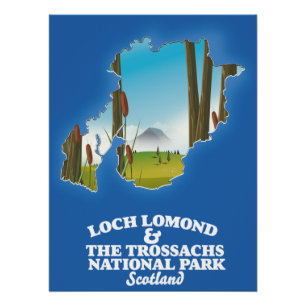 Poster carte du parc national de loch lomond et des tross