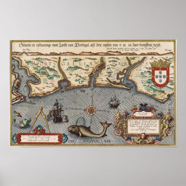 Poster Carte du Portugal 1584 (Devant)