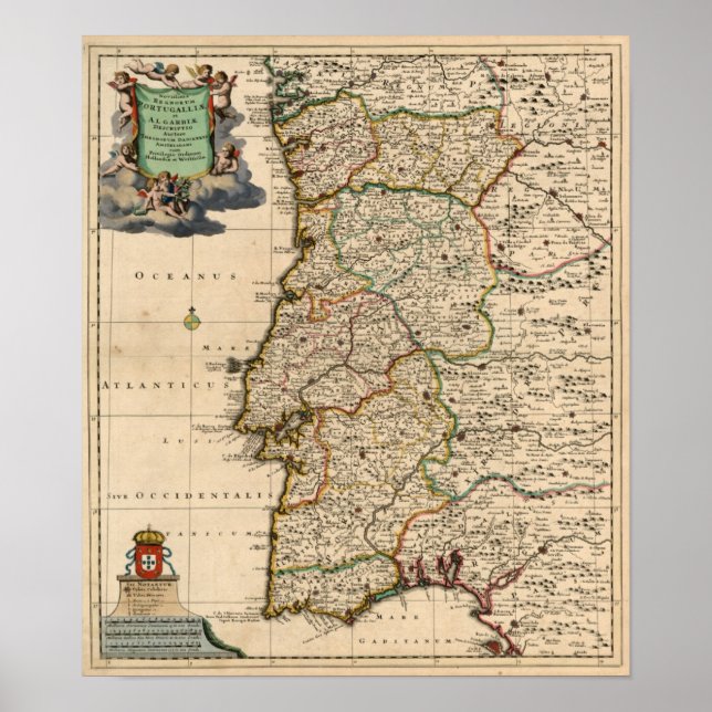 Poster Carte du Portugal 1690 (Devant)