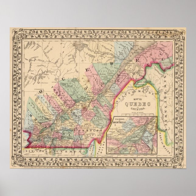 Poster Carte du Québec par Mitchell (Devant)