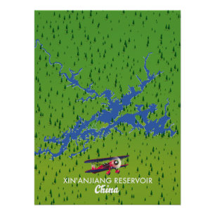 Poster Carte du réservoir de Xin'anjiang Chine