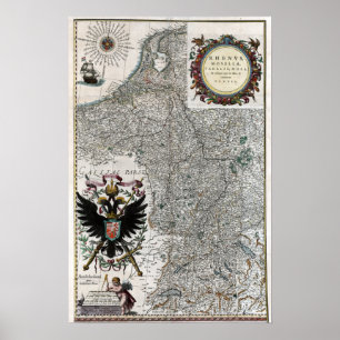 Poster Carte du Rhin et de la Moselle 1634