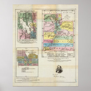 Poster Carte du territoire de l'Utah