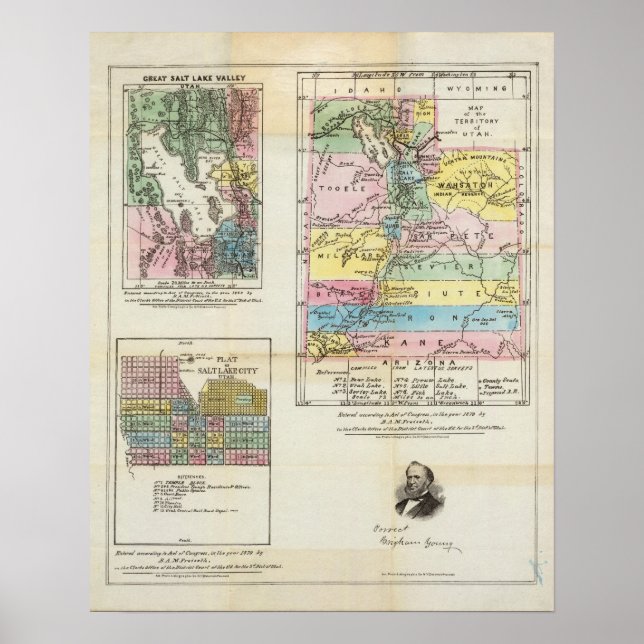 Poster Carte du territoire de l'Utah (Devant)
