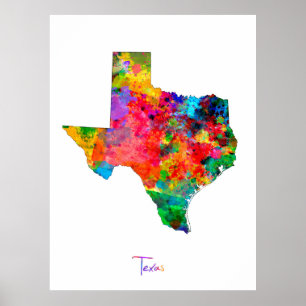 Poster Carte du Texas