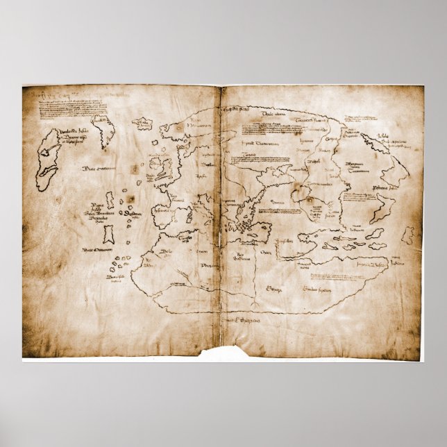 Poster Carte du Vinland Mappa Mundi du XVe siècle (Devant)