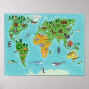 Poster Carte Enfants Cute