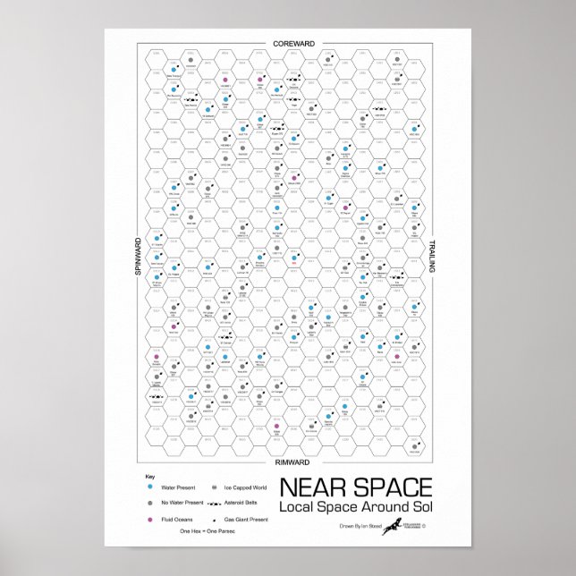 Poster Carte-étoile de l'hexagone près de l'espace (Arriè (Devant)