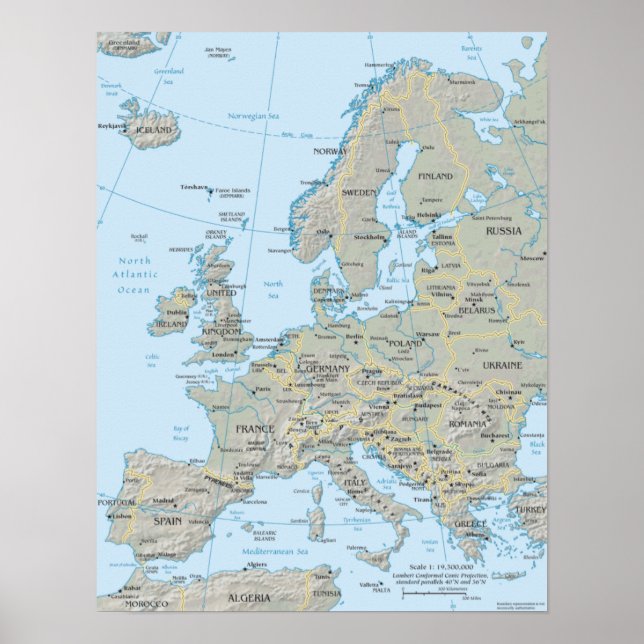 Poster Carte Europe (Devant)