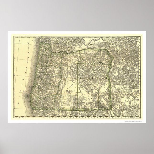 Poster Carte ferroviaire de l'Oregon 1876 (Devant)