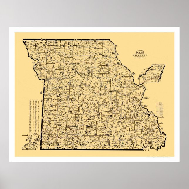 Poster Carte ferroviaire du Missouri 1897 (Devant)