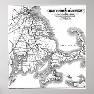 Poster Carte ferroviaire vintage Cape Cod Old Colony (187