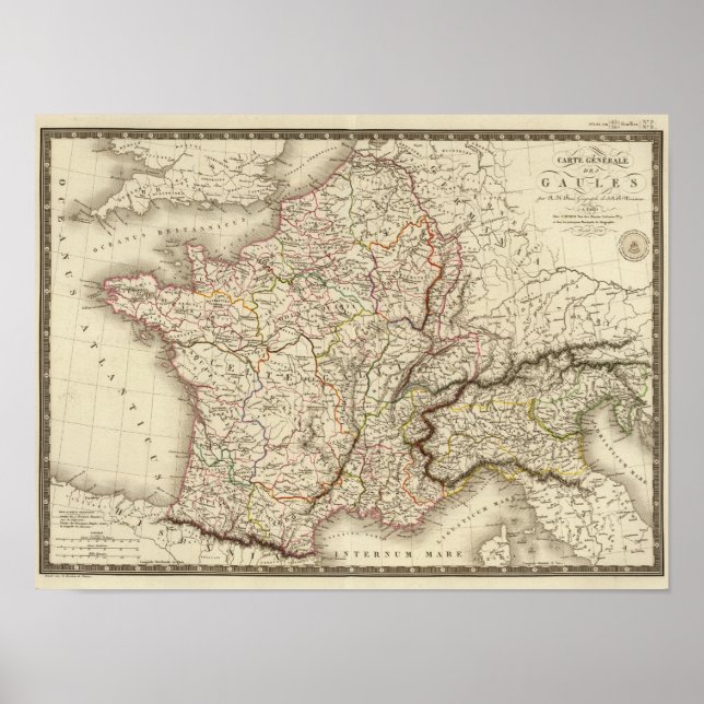 Poster Carte générale de la Gaule (Devant)