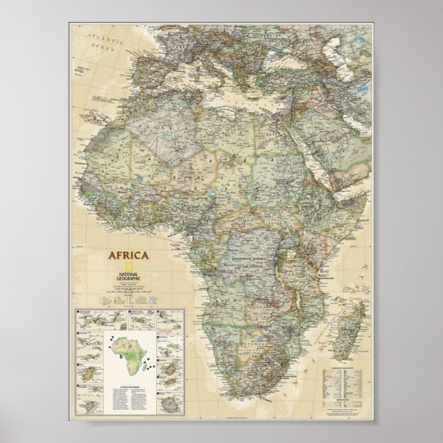 Poster - Carte géographique nationale de l'Afrique (Devant)