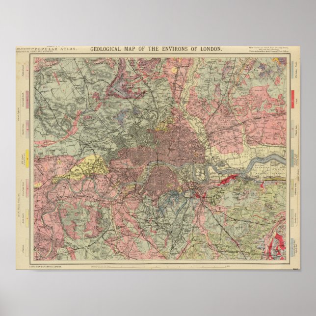 Poster Carte géologique Londres (Devant)