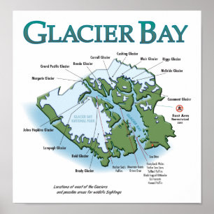 Poster Carte Glacier Bay Imprimer