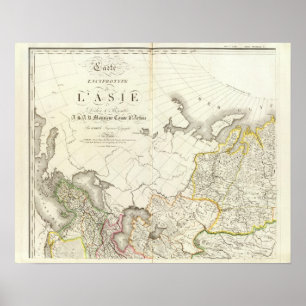 Poster Carte gravée Turquie, Russie et Asie